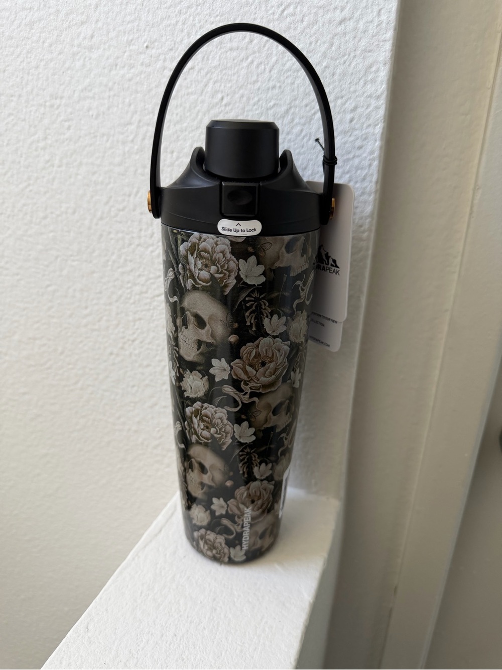 Hydrapeak 32oz Voyager Tumbler Skull Floral Stainless Steel Straw Cup NWT